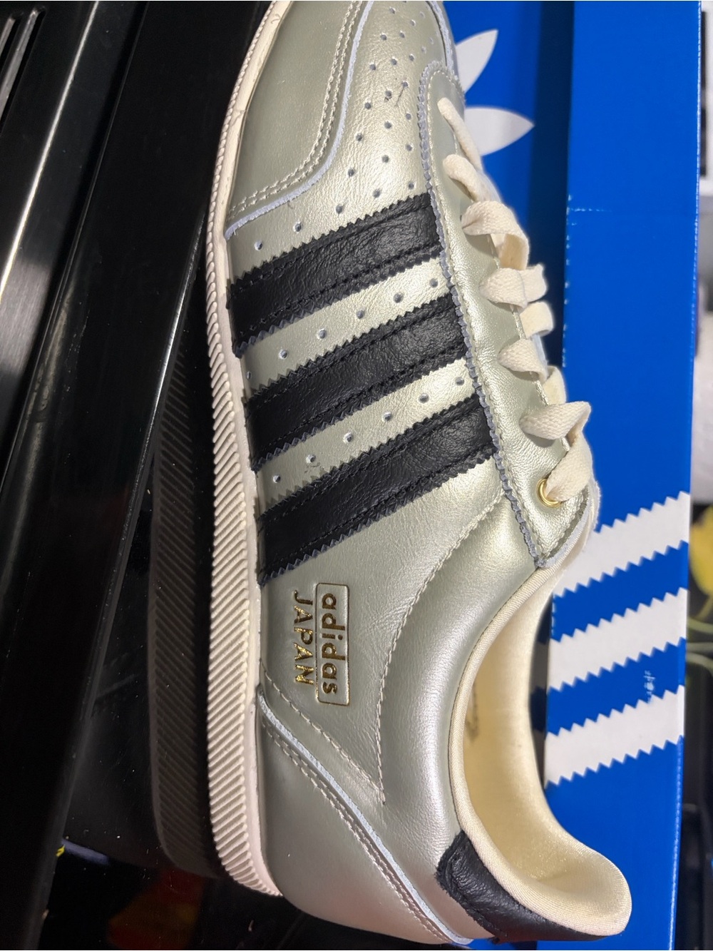 adidas Metallic Silver Low-Top Sneakers with Black Stripes